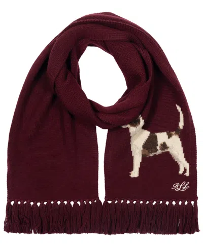 Ralph Lauren Jack Russell Merino Scarf In Dark Garnet