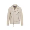 Ralph Lauren Leather Jacket Adjustable Straps In Neutral