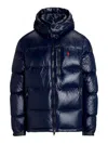 Ralph Lauren Hooded Quilted Bomber Jacket Zip Pockets In Blue
