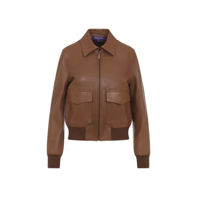 Ralph Lauren Sullivan Bomber Jacket Point Collar In Brown