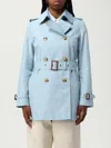 Ralph Lauren Lauren  Double-breasted Cotton-blend Trench Coat Woman Overcoat & Trench Coat Sky Blue S In Blue