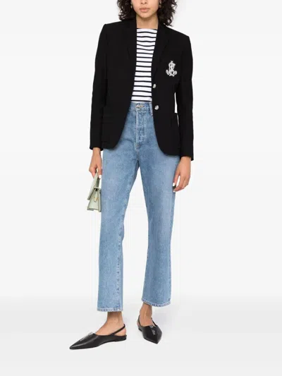 Ralph Lauren Bullion Jacquard Blazer In Polo Black In Animal Print