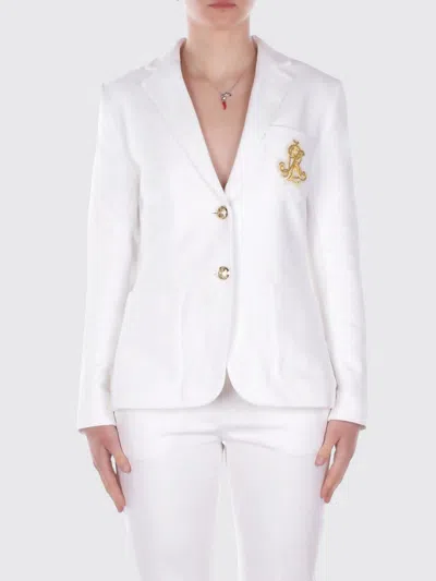 Ralph Lauren Anfisa Cotton Long Sleeve Monogram Blazer In White