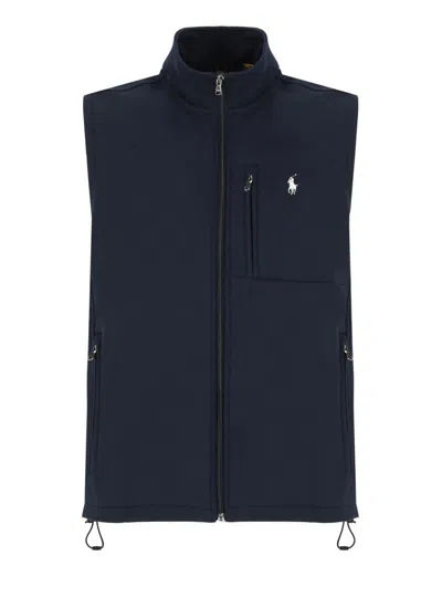 Polo Ralph Lauren Logo-embroidered Jersey Gilet In Blue