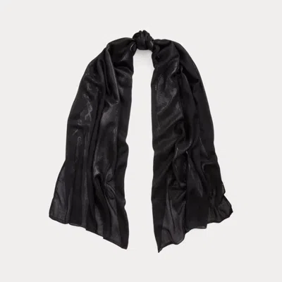 Polo Ralph Lauren Jacquard Gauze Evening Wrap Scarf In Black