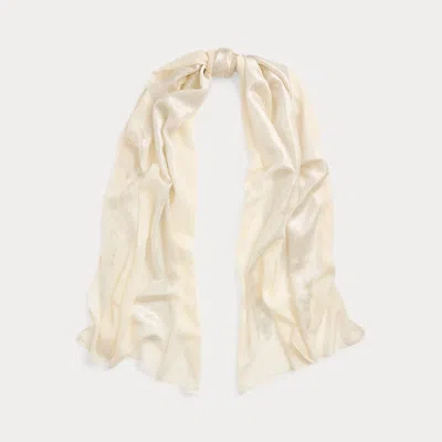 Polo Ralph Lauren Jacquard Gauze Evening Wrap Scarf In Cream