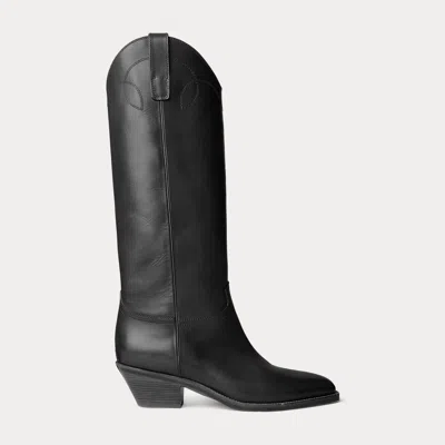 Ralph Lauren Jaelynne 45 Mm Burnished Tall Boot In Black In Multi