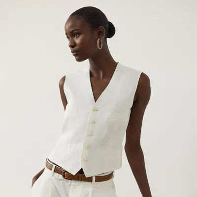 Ralph Lauren Jaiden Linen Vest In Cream In White
