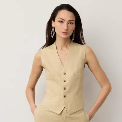 Ralph Lauren Jaiden Linen Vest In Light Tan In Brown