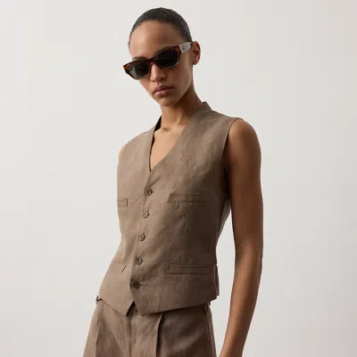 Ralph Lauren Jaiden Linen Vest In Portobello In Brown