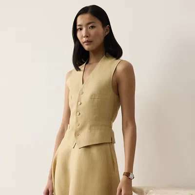 Ralph Lauren Jaiden Linen Vest In Light Sand
