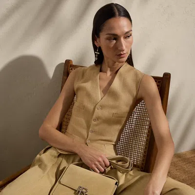 Polo Ralph Lauren Jaiden Silk-linen Twill Vest In Lux Tan