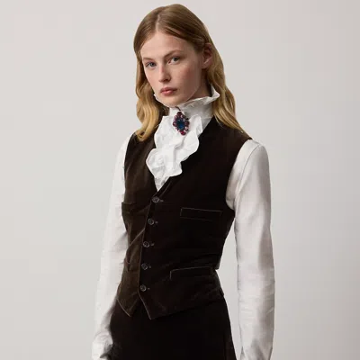 Ralph Lauren Jaiden Stretch Velvet Vest In Brown