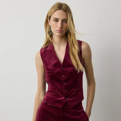 Ralph Lauren Jaiden Stretch Velvet Vest In Carmine