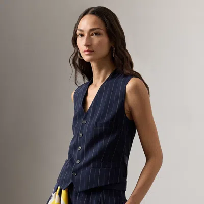 Ralph Lauren Jaiden Striped Wool Vest In Icon Navy Multi In Blue