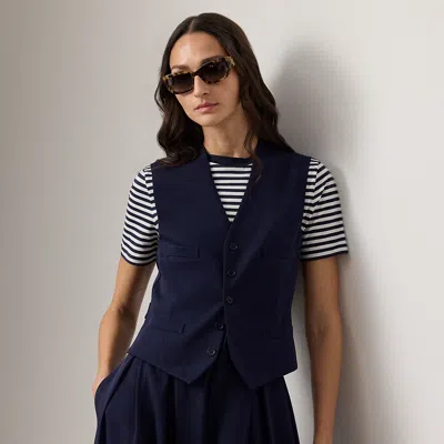 Ralph Lauren Jaiden Wool Gabardine Vest In Icon Navy In Blue