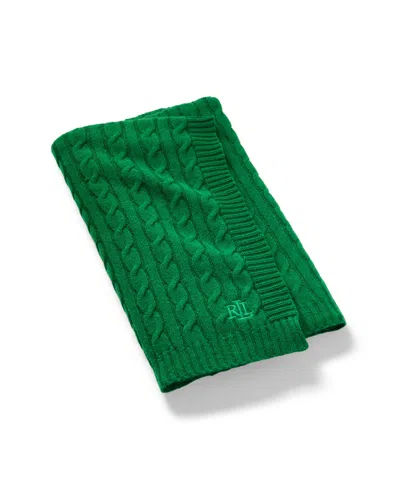 Ralph Lauren Jamie Cable-knit Throw, 50" X 60" In Green