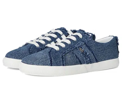 Ralph Lauren Janson Frayed Denim Sneakers In Blue