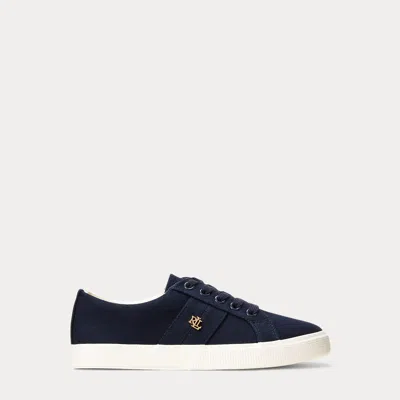 Ralph Lauren Janson Ii Canvas Sneaker In Lauren Navy In Black