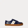 Ralph Lauren Janson Ii Croc-embossed Leather Sneaker In Blue