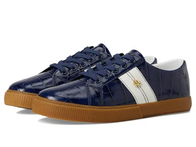 Ralph Lauren Janson Ii Croc-embossed Leather Sneakers In Multi