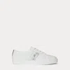Ralph Lauren Janson Ii Metallic-trim Leather Sneaker In Snow White/bianco/silver