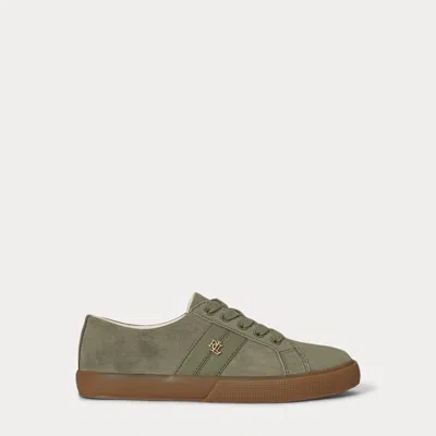 Ralph Lauren Janson Ii Suede & Nappa Leather Sneaker In Sage Green