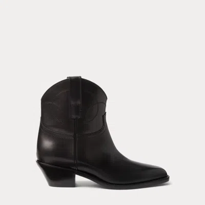 Polo Ralph Lauren Jayme Burnished Calfskin Bootie In Black