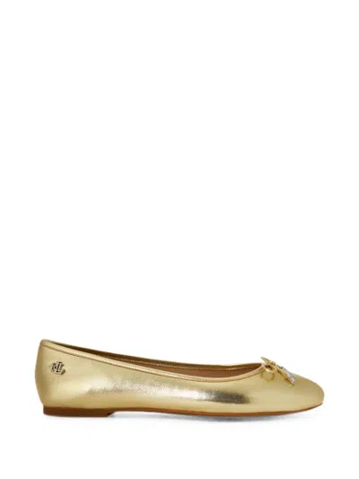 Ralph Lauren Jayna Bow-detail Ballet Flats In Gold