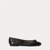 Ralph Lauren Jayna Nappa Leather Flat In Black