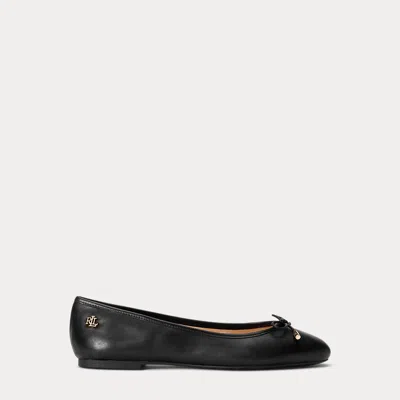 Ralph Lauren Jayna Nappa Leather Flat In Black
