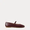 Ralph Lauren Jayna Nappa Leather Mary Jane Flat In Burgundy