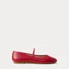 Ralph Lauren Jayna Nappa Leather Mary Jane Flat In Red