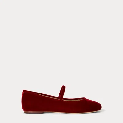 Ralph Lauren Jayna Velvet Mary Jane Flat In Ralph Red
