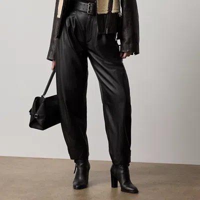 Ralph Lauren Jeanne Lambskin Pant In Black