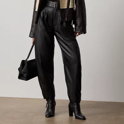 Ralph Lauren Jeanne Lambskin Pant In Black
