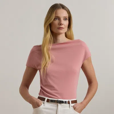Ralph Lauren Jersey Asymmetrical Off-the-shoulder Top In Rose Mauve