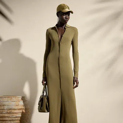 Polo Ralph Lauren Jersey Long-sleeve Day Dress In Moss