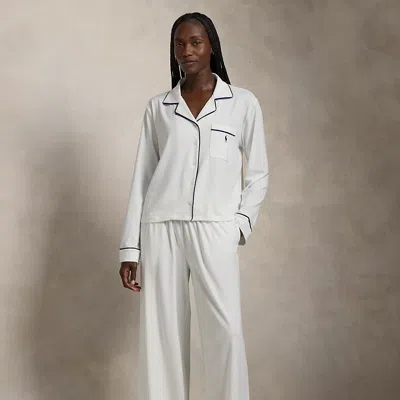 Polo Ralph Lauren Long-sleeve Jersey Pajama Set In White Cloud