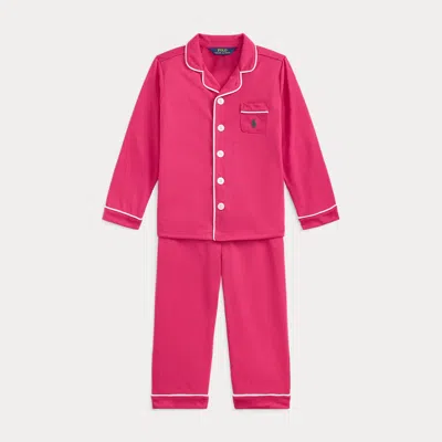 Ralph Lauren Kids' Jersey Sleep Set In Preppy Pink