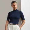 Ralph Lauren Jersey Turtleneck Top In Lauren Navy
