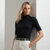 Ralph Lauren Jersey Turtleneck Top In Polo Black