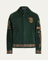 Ralph Lauren Jessa Equestrian-motif Suede Jacket In Green