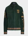 Ralph Lauren Jessa Equestrian-motif Suede Jacket In Green