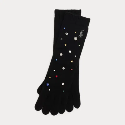 Ralph Lauren Jeweled Wool-cashmere Gloves In Black