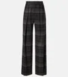 Ralph Lauren Jody Checked Wool Wide-leg Pants In Gray