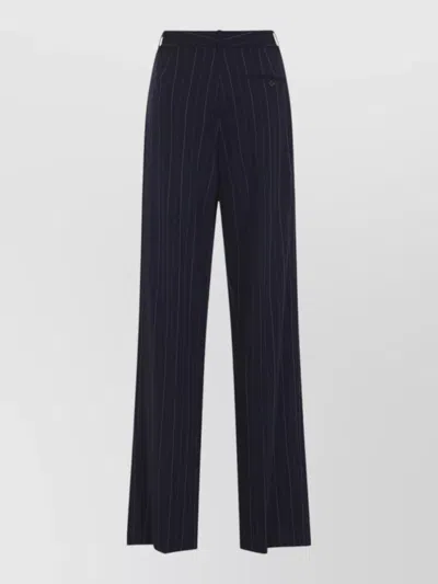 Ralph Lauren Jody Wide Leg Pinstripe Pleated Trousers In Black