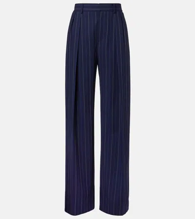 Ralph Lauren Jody Wool Wide-leg Pants In Blue