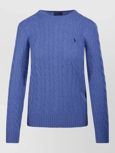 Ralph Lauren Julianna Cable Knit Long Sleeve Sweater In Blue