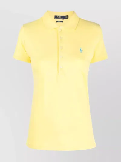 Ralph Lauren Julie Embroidered Logo Polo Shirt In Metallic